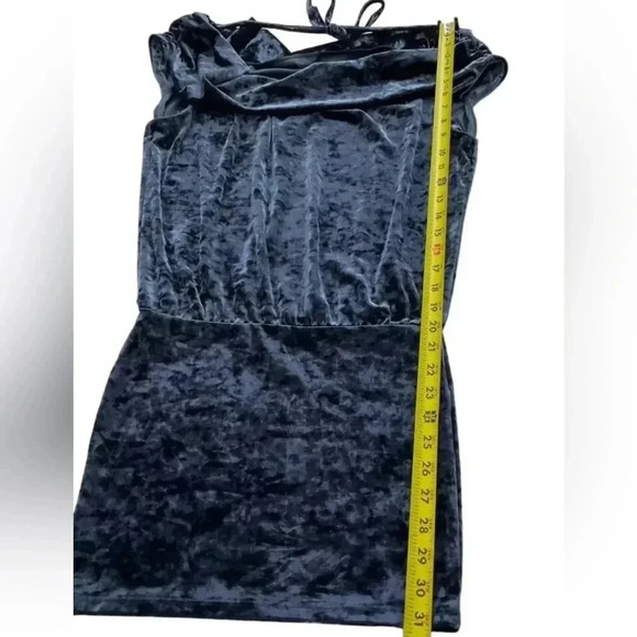 Guess Blue Crush Velvet Velour Cowl Neck Mini Cocktail Dress Women’s Size XS - Picture 5 of 7